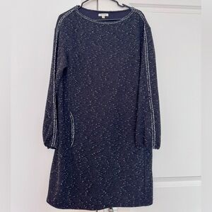 Max Studio Black Speckled Tweed Long Sleeve Dress